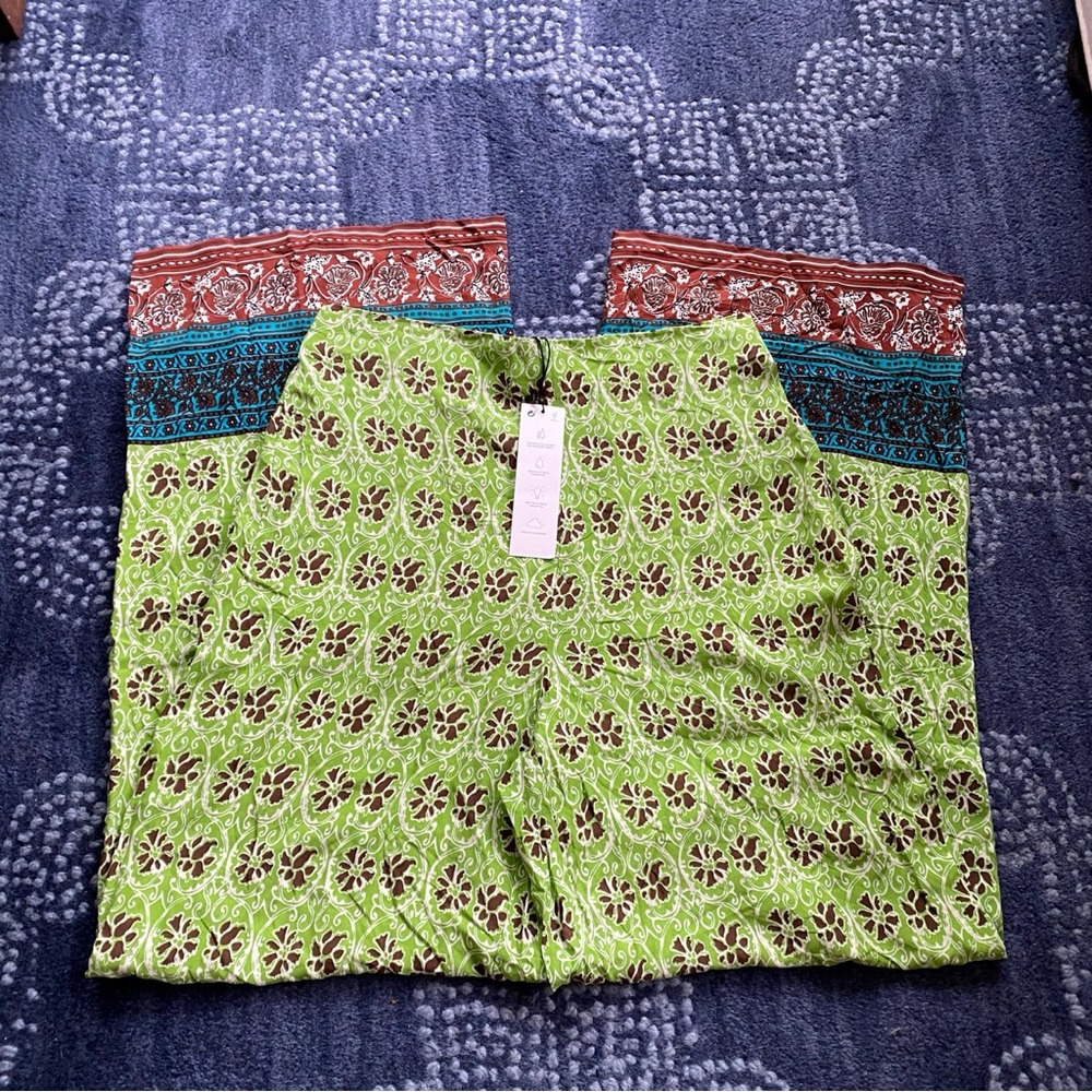 πΏ ZARA BOHO GREEN MULTI FLORAL HIGH WAIST PALAZZO PANTS! - Picture 5 of 14